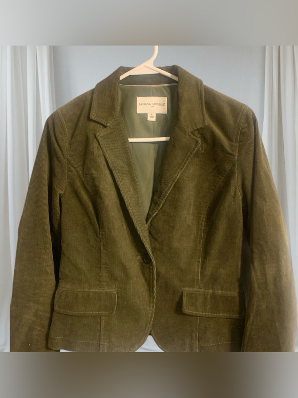 Banana Republic Olive Green Corduroy Single-Button Blazer